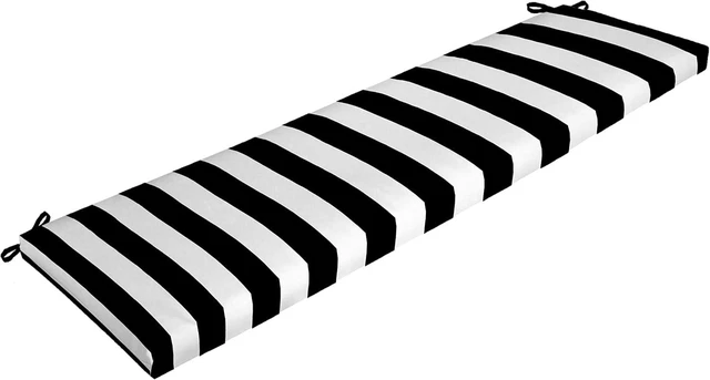 Main image of Arden Outdoor Bench Cushion, 46 x 17, Black Cabana Stripe