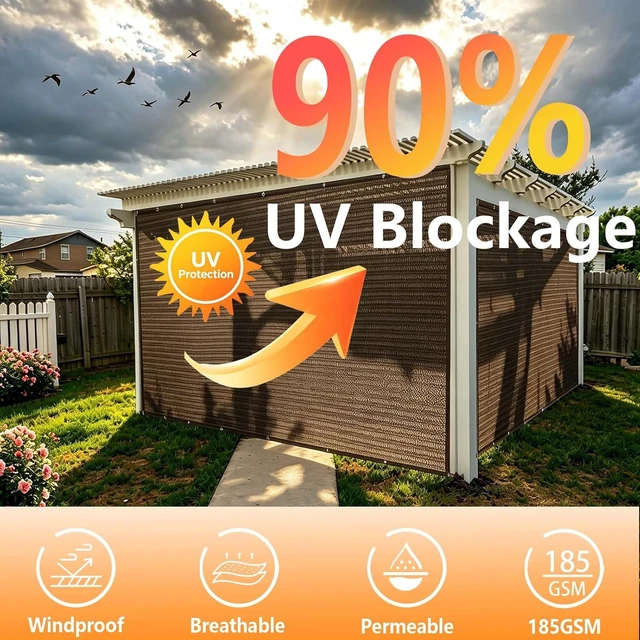 Alt view image 2 of 7 - 90% Sun Shade Cloth, 8 x 20 ft Pergola Shade Cover with Grommets
