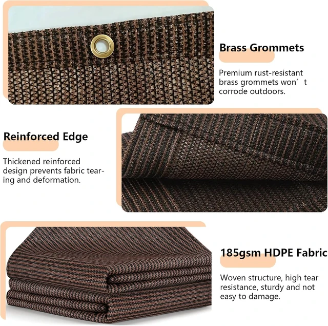 Alt view image 4 of 7 - 90% Sun Shade Cloth, 8 x 20 ft Pergola Shade Cover with Grommets
