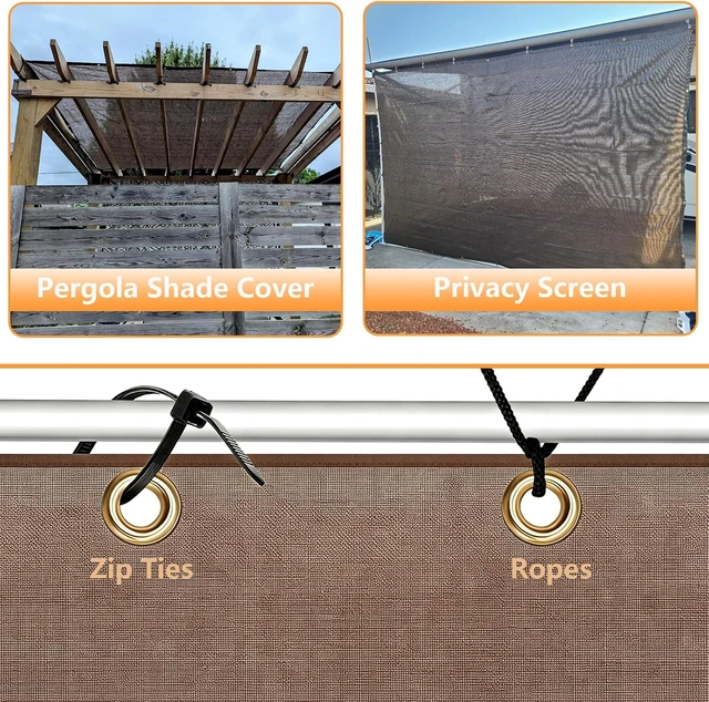 Alt view image 5 of 7 - 90% Sun Shade Cloth, 8 x 20 ft Pergola Shade Cover with Grommets