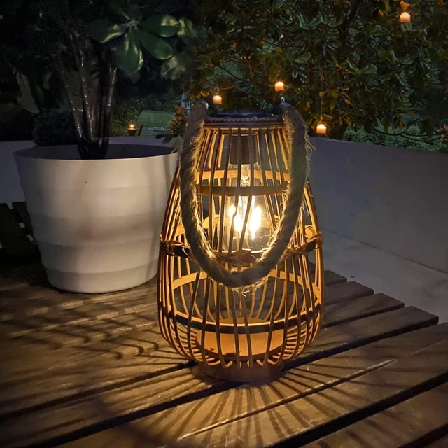 Main image of Large Waterproof Rattan Solar Lanterns, Hanging/Tabletop Outdoor
