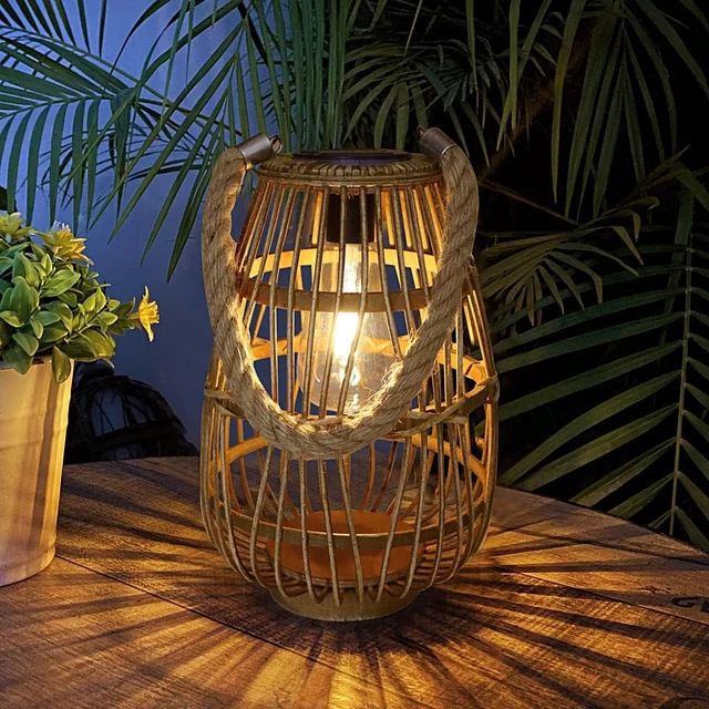 Alt view image 4 of 7 - Large Waterproof Rattan Solar Lanterns, Hanging/Tabletop Outdoor