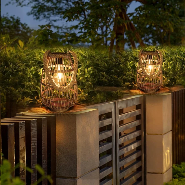Alt view image 5 of 7 - Large Waterproof Rattan Solar Lanterns, Hanging/Tabletop Outdoor