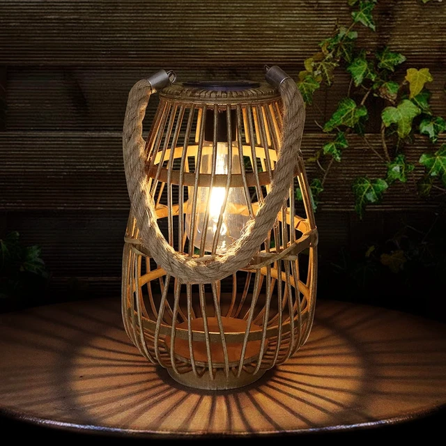 Alt view image 7 of 7 - Large Waterproof Rattan Solar Lanterns, Hanging/Tabletop Outdoor