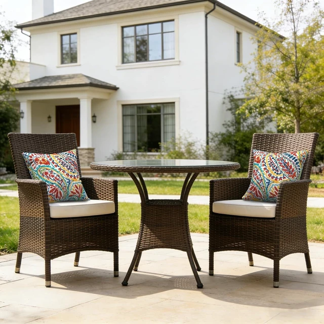 Alt view image 2 of 7 - 18x18 Decorative Indoor/Outdoor Throw Pillows with Inserts for Bed, Couch, Sofa & Patio Furniture (Set of 2, Paisley Multi)