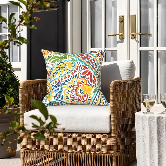 Alt view image 6 of 7 - 18x18 Decorative Indoor/Outdoor Throw Pillows with Inserts for Bed, Couch, Sofa & Patio Furniture (Set of 2, Paisley Multi)