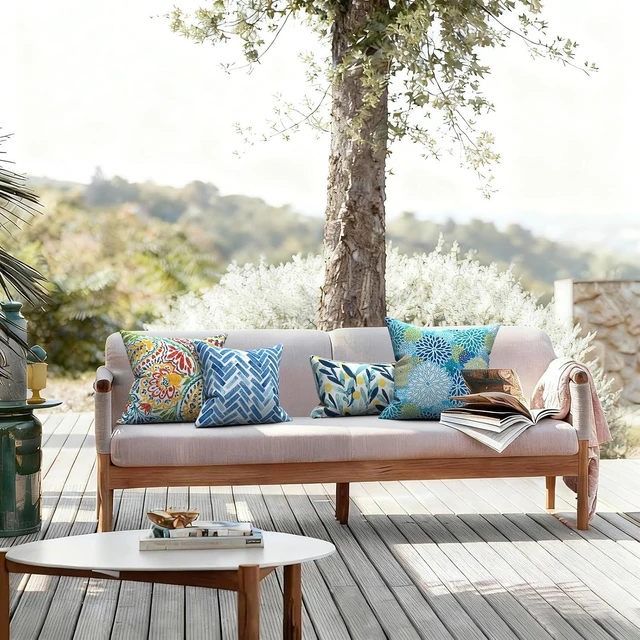 Alt view image 7 of 7 - 18x18 Decorative Indoor/Outdoor Throw Pillows with Inserts for Bed, Couch, Sofa & Patio Furniture (Set of 2, Paisley Multi)