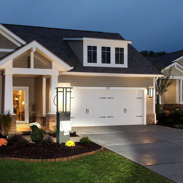 Alt view image 6 of 7 - Modern Outdoor Lamp Post with Outlet, Post Light Fixture for Yard