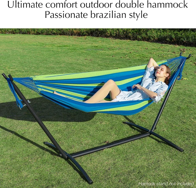 Alt view image 2 of 6 - Double Hammock for Outside, Tree & Stand Replacement