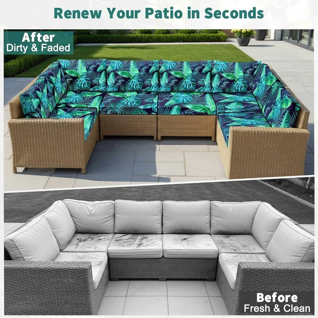 Alt view image 5 of 7 - 14-Piece Outdoor Cushion Covers 6-Seat Couch Sectional Slipcovers