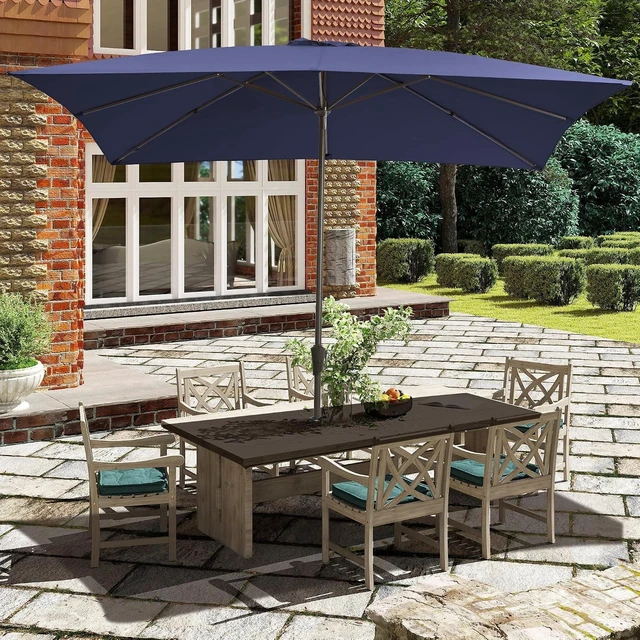 Alt view image 7 of 7 - 6.5 Ft Navy Rectangular Outdoor Patio Table Umbrella