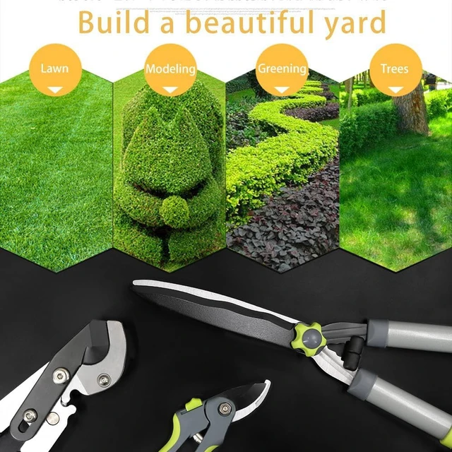 Alt view image 6 of 7 - 3PCS Heavy-Duty Garden Loppers, Hedge Clippers & Pruning Shears Combo Set Compound-Action Branch Cutter for Thick Branches