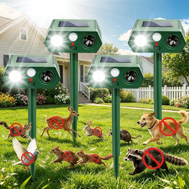 Main image of 2026 Upgraded Solar Ultrasonic Animal Repellent for Yard, 4-Pack