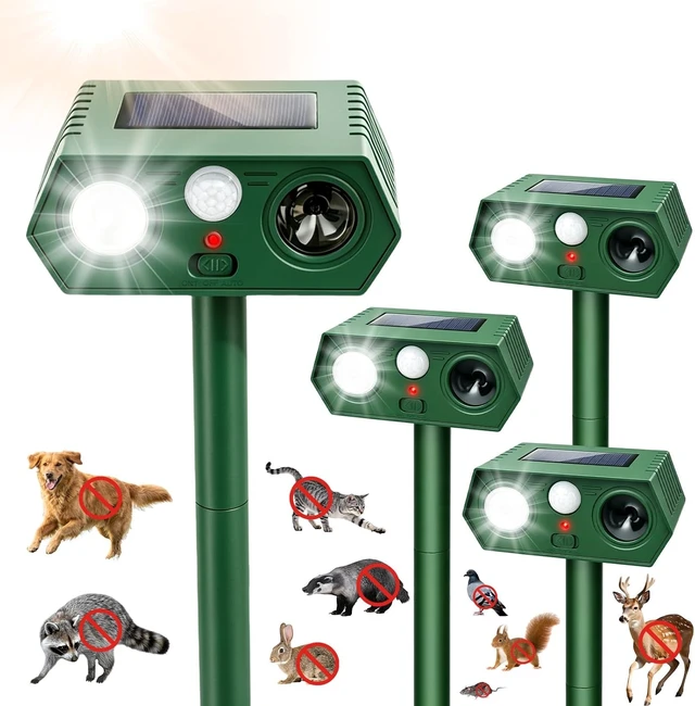 Alt view image 2 of 7 - 2026 Upgraded Solar Ultrasonic Animal Repellent for Yard, 4-Pack