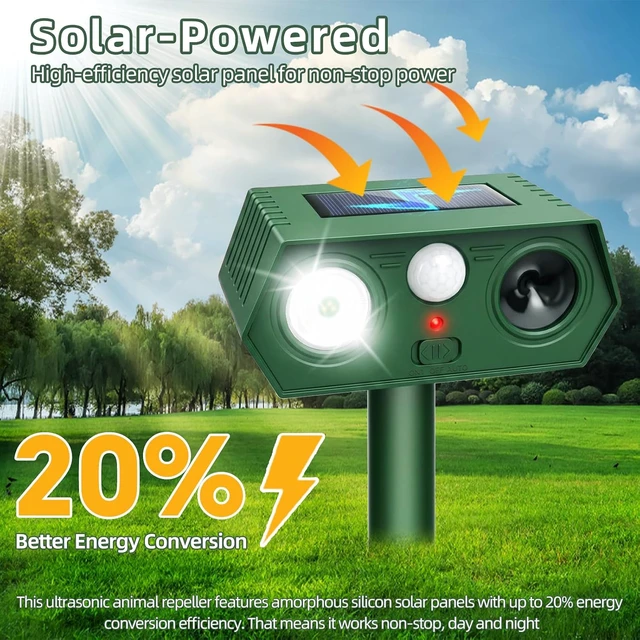 Alt view image 3 of 7 - 2026 Upgraded Solar Ultrasonic Animal Repellent for Yard, 4-Pack