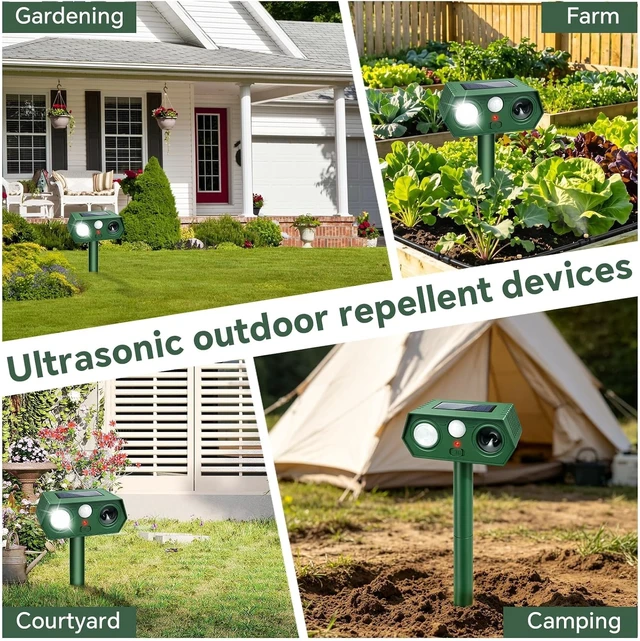 Alt view image 7 of 7 - 2026 Upgraded Solar Ultrasonic Animal Repellent for Yard, 4-Pack