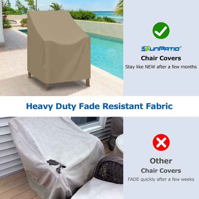 Alt view image 4 of 7 - Taupe Outdoor Dining Chair Covers, 27"W x 29"D x 35"H, 2 Pack