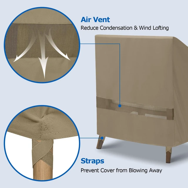 Alt view image 6 of 7 - Taupe Outdoor Dining Chair Covers, 27"W x 29"D x 35"H, 2 Pack
