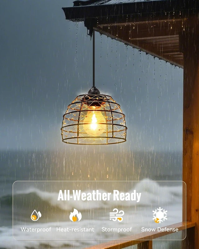 Alt view image 3 of 7 - Solar Pendant Light with 4/6/8H Timer & Remote, Indoor Outdoor, Set of 2