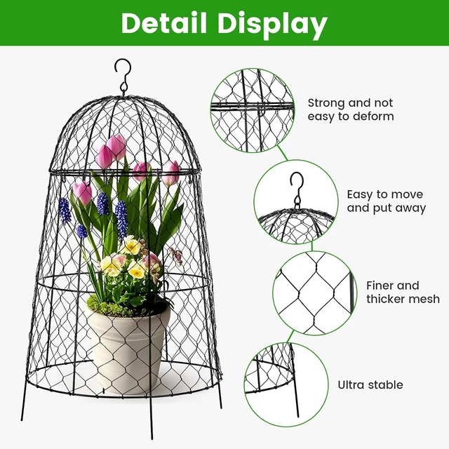 Alt view image 4 of 6 - 12Pcs 20×12.6in Chicken Wire Garden Cloches, Anti-Rust Split-Design Plant Cages to Keep Animals Out, Sturdy Outdoor