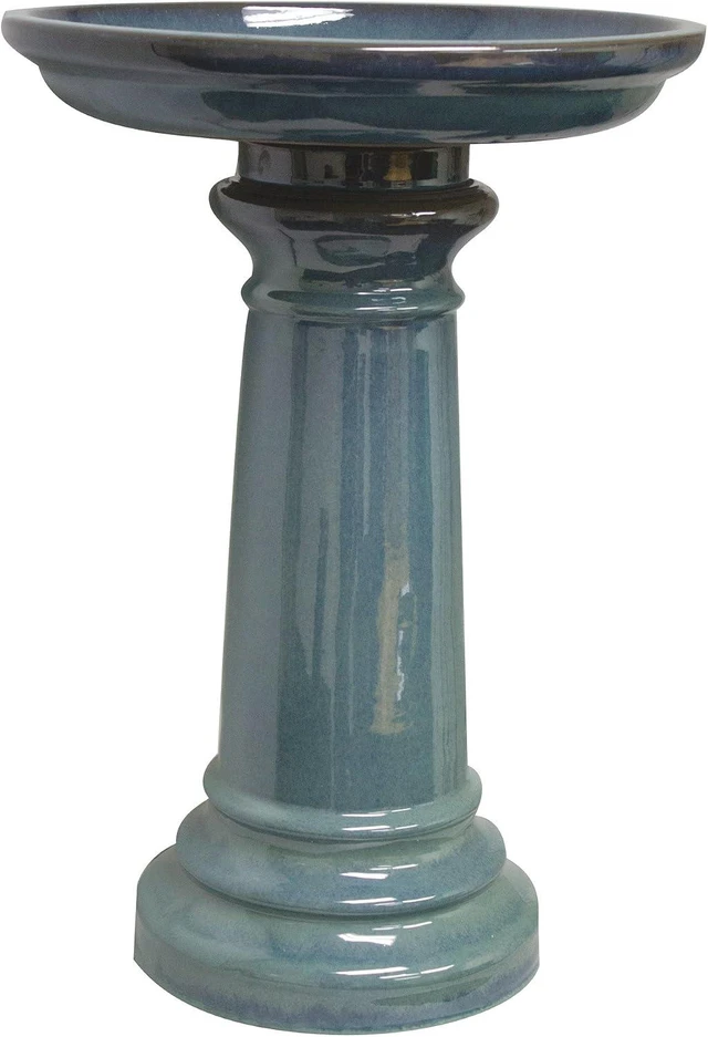 Main image of GP0110ES Harbor Gardens Bird Bath, 24 Inch, Light Blue