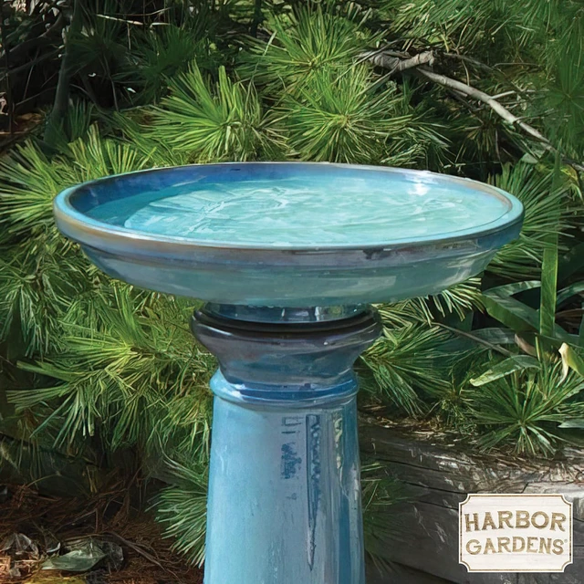 Alt view image 3 of 6 - GP0110ES Harbor Gardens Bird Bath, 24 Inch, Light Blue