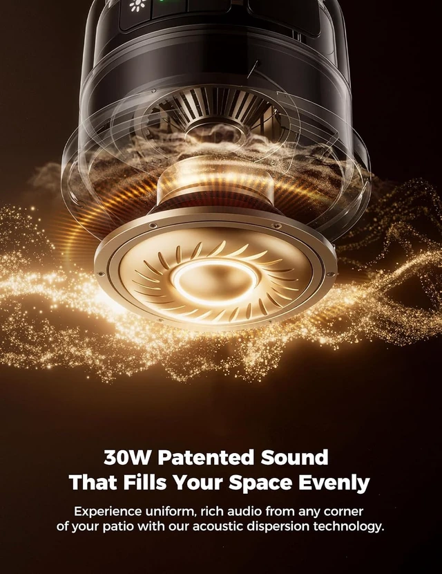 Alt view image 4 of 7 - IPX7 Waterproof Outdoor Speakers, 2-Pack Patio Lanterns with LED Lights