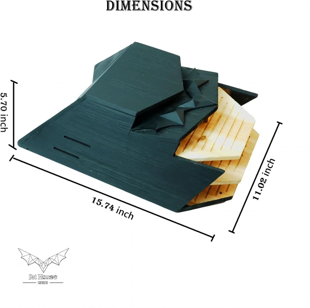Alt view image 4 of 6 - Caped Hero Wooden Bat House for Outdoors, Large Three-Chamber Weather-Resistant Box to Attract Bats (Black, 3 Chamber)