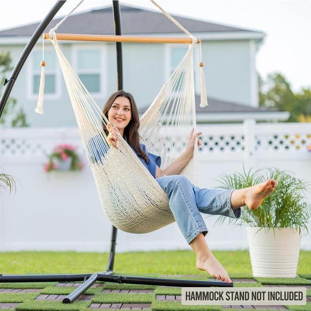 Alt view image 2 of 7 - Caribbean Hanging Hammock Chair with Wood Spreader Bar