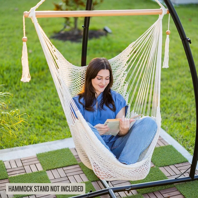 Alt view image 6 of 7 - Caribbean Hanging Hammock Chair with Wood Spreader Bar