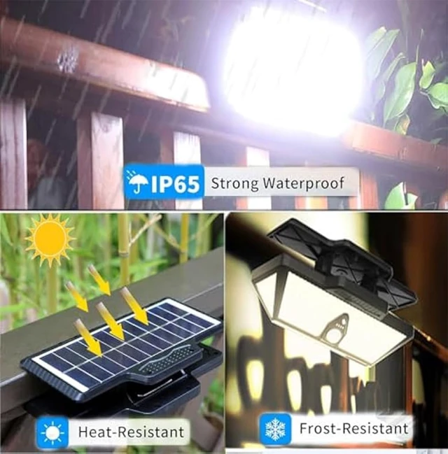 Alt view image 7 of 7 - Clip-On Solar Motion Sensor Lights, 3 Color, IP65 Waterproof with USB & 208 LED for Fence, Deck, Wall, Garage & Patio (3Color+208LED+6000mAh, 1 Pack)