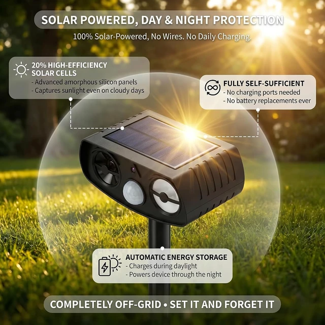 Alt view image 4 of 7 - Solar Ultrasonic Dog & Cat Repeller with Motion Sensor, 2 Pack Outdoor