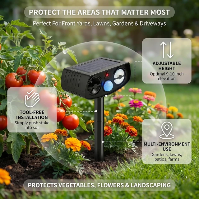 Alt view image 6 of 7 - Solar Ultrasonic Dog & Cat Repeller with Motion Sensor, 2 Pack Outdoor