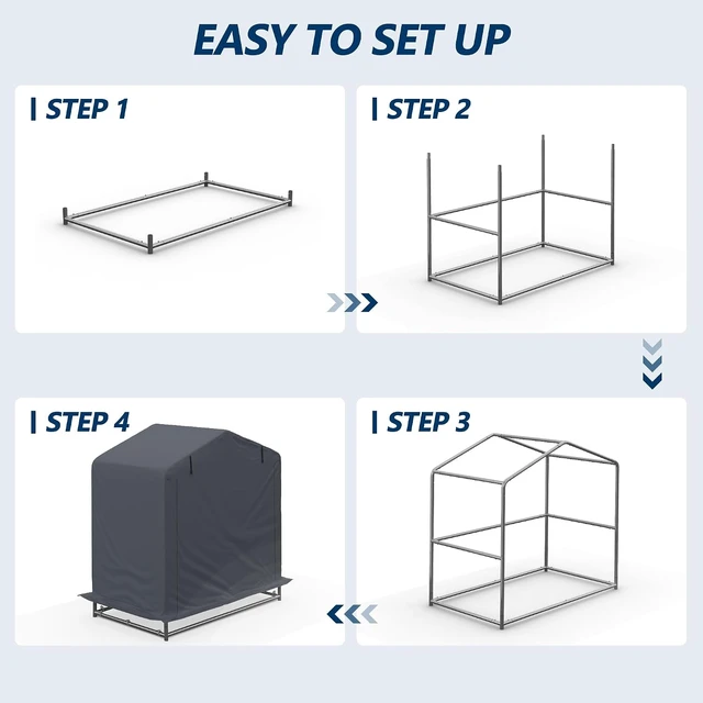 Alt view image 3 of 7 - 5' x 3' Portable Outdoor Storage Shelter Shed, Grey