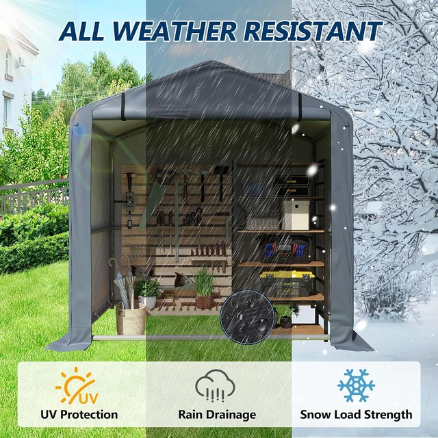 Alt view image 6 of 7 - 5' x 3' Portable Outdoor Storage Shelter Shed, Grey
