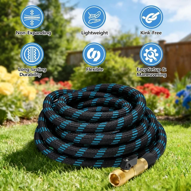Alt view image 2 of 7 - 100 FT Non-Expandable Garden Hose, 2026 Upgraded Lightweight & Flexible with 10-Function Sprayer, Leak-Proof for Yard, Outdoor