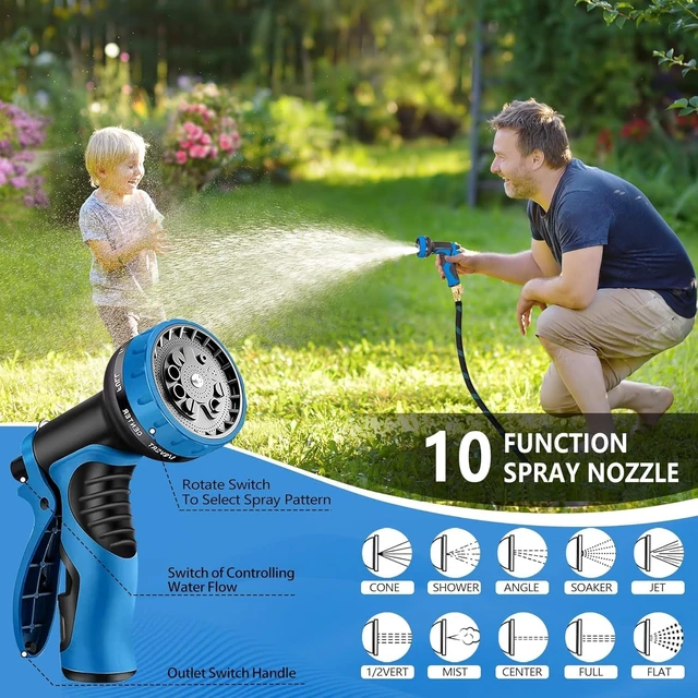 Alt view image 5 of 7 - 100 FT Non-Expandable Garden Hose, 2026 Upgraded Lightweight & Flexible with 10-Function Sprayer, Leak-Proof for Yard, Outdoor