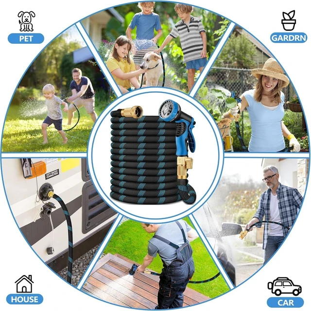 Alt view image 7 of 7 - 100 FT Non-Expandable Garden Hose, 2026 Upgraded Lightweight & Flexible with 10-Function Sprayer, Leak-Proof for Yard, Outdoor