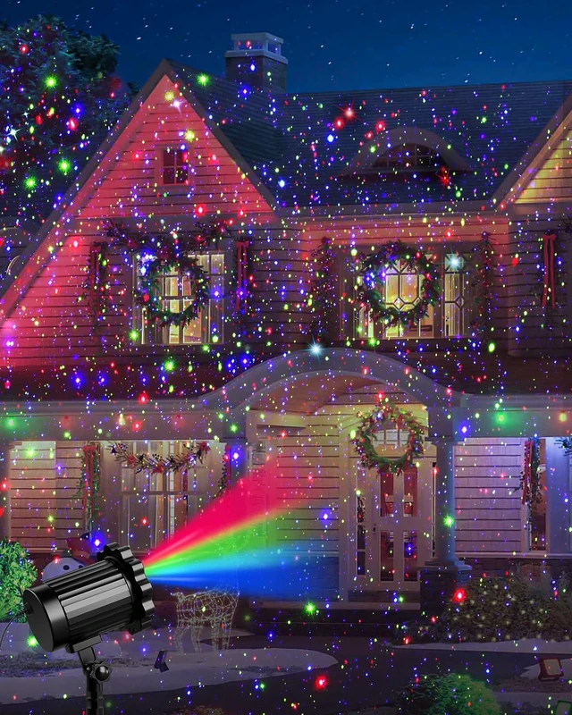 Alt view image 2 of 7 - Waterproof RGB Laser Christmas Projector Lights, 3-Color Moving Twinkle Stars Show for Yard, House, Garden & Party