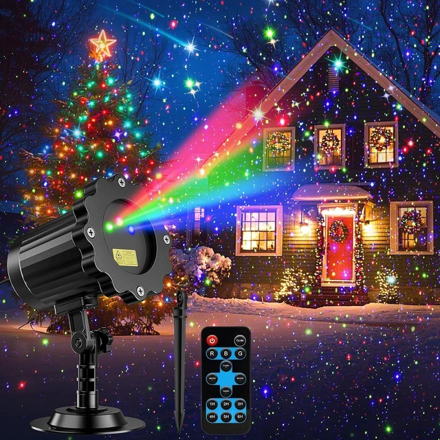 Main image of Waterproof RGB Laser Christmas Projector Lights, 3-Color Moving Twinkle Stars Show for Yard, House, Garden & Party