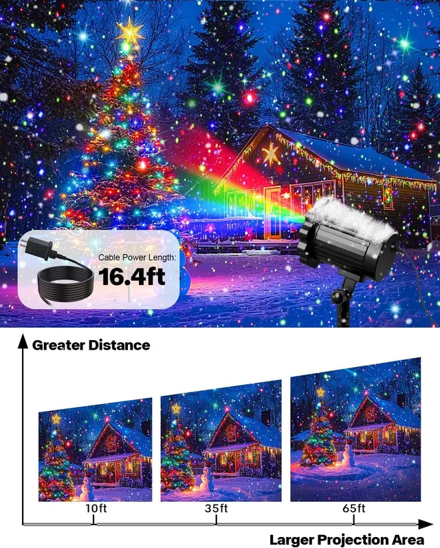 Alt view image 3 of 7 - Waterproof RGB Laser Christmas Projector Lights, 3-Color Moving Twinkle Stars Show for Yard, House, Garden & Party