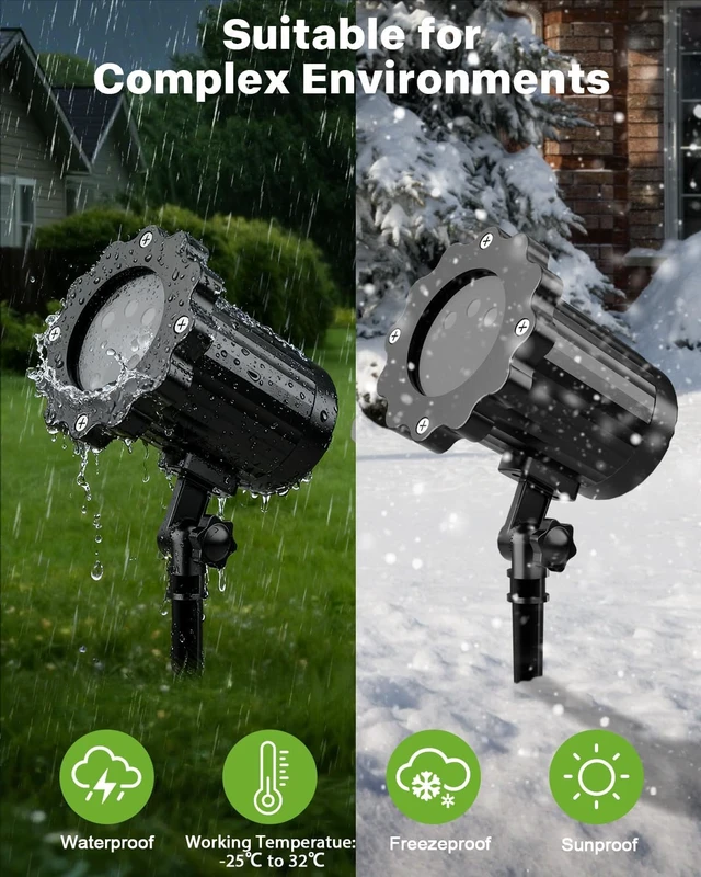 Alt view image 6 of 7 - Waterproof RGB Laser Christmas Projector Lights, 3-Color Moving Twinkle Stars Show for Yard, House, Garden & Party