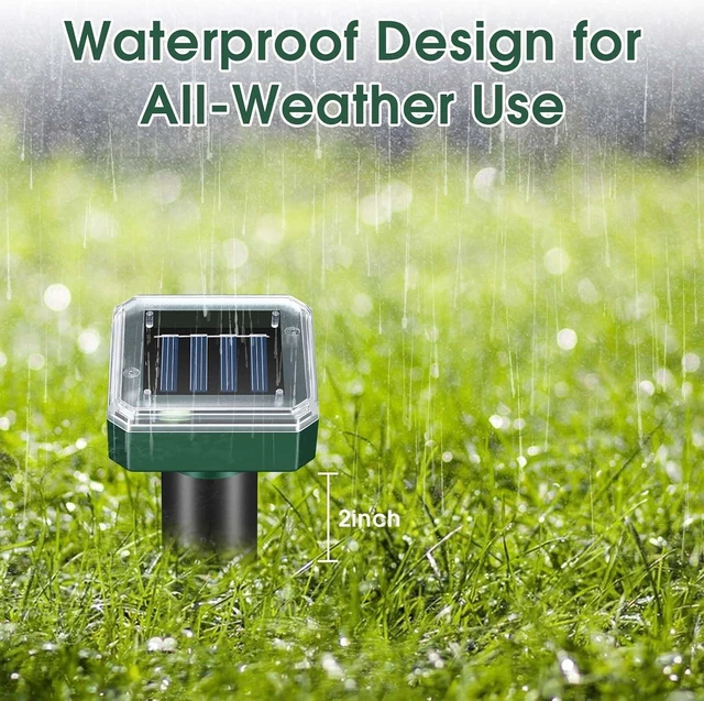 Alt view image 3 of 7 - Solar-Powered Ultrasonic Mole Repellent Spikes, Waterproof Deterrent for Skunk, Gopher, Groundhog, Snake, Vole & Chipmunk, 8-Pack