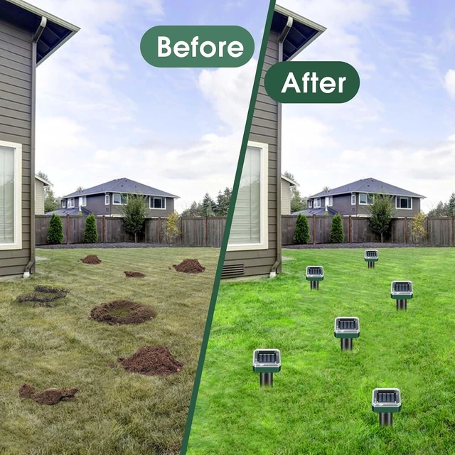 Alt view image 5 of 7 - Solar-Powered Ultrasonic Mole Repellent Spikes, Waterproof Deterrent for Skunk, Gopher, Groundhog, Snake, Vole & Chipmunk, 8-Pack