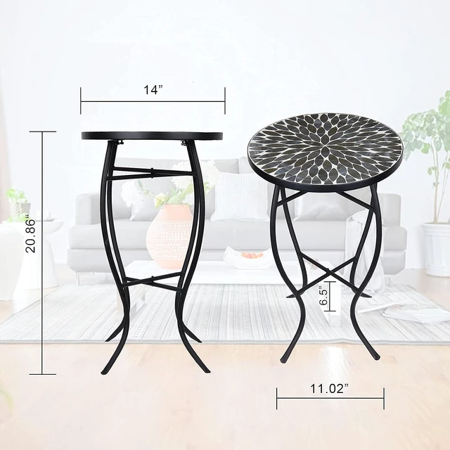 Alt view image 3 of 7 - 14" Round Mosaic Patio Side Table, Accent Outdoor Coffee Table