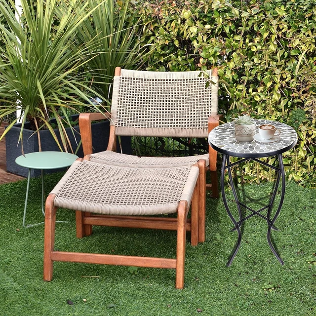Alt view image 6 of 7 - 14" Round Mosaic Patio Side Table, Accent Outdoor Coffee Table