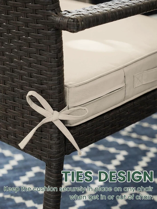 Alt view image 4 of 7 - Outdoor Chair Cushions with Handles & Ties, 24 x 24 x 5 Inch, Set of 2