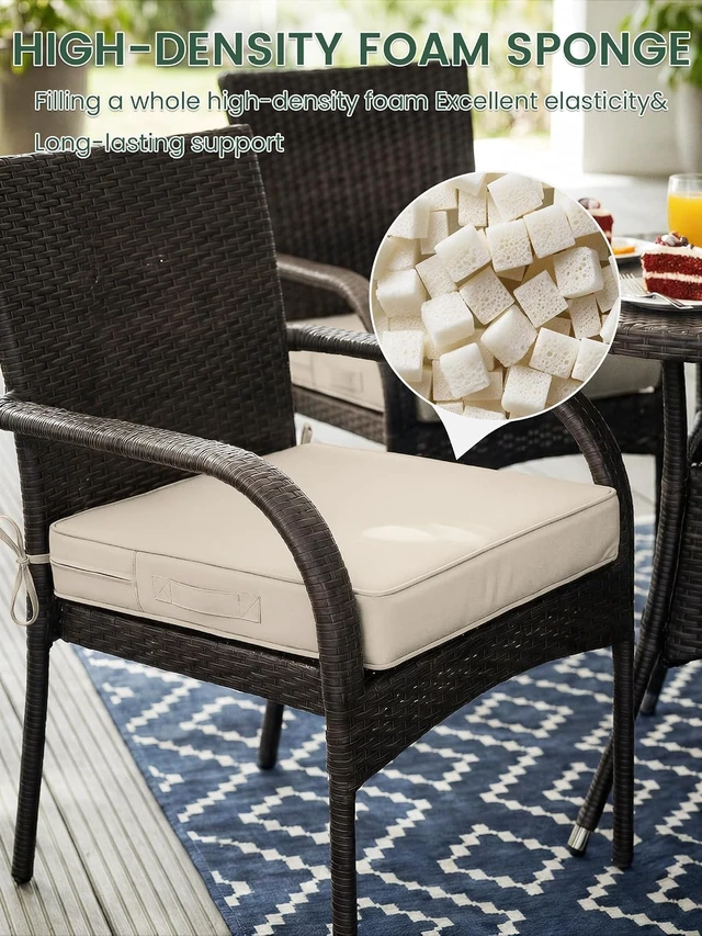 Alt view image 3 of 7 - Outdoor Chair Cushions with Handles & Ties, 24 x 24 x 5 Inch, Set of 2