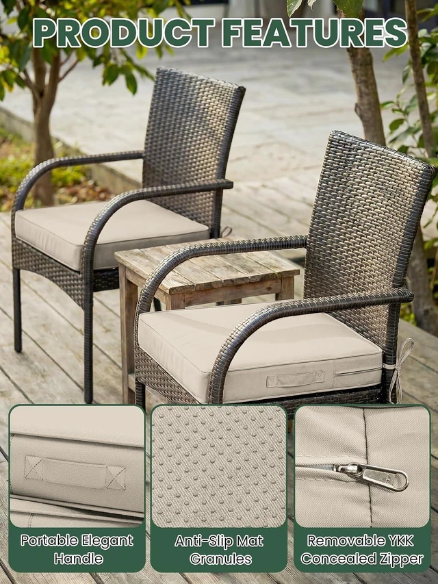 Alt view image 5 of 7 - Outdoor Chair Cushions with Handles & Ties, 24 x 24 x 5 Inch, Set of 2