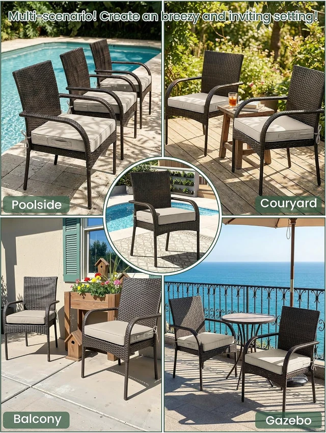 Alt view image 7 of 7 - Outdoor Chair Cushions with Handles & Ties, 24 x 24 x 5 Inch, Set of 2